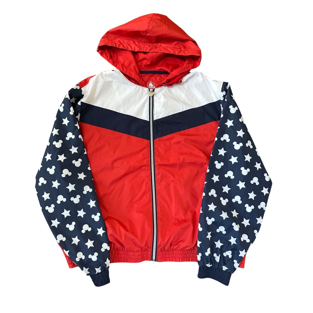 Disney Unisex Mickey Mouse Americana Hooded Windbreaker Jacket size XL